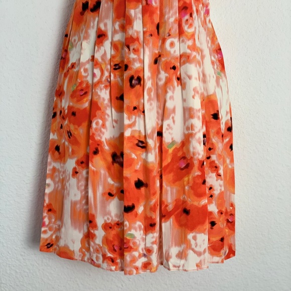 Parker Posies Watercolor Orange Silk Mini Dress Sz M - Picture 3 of 11